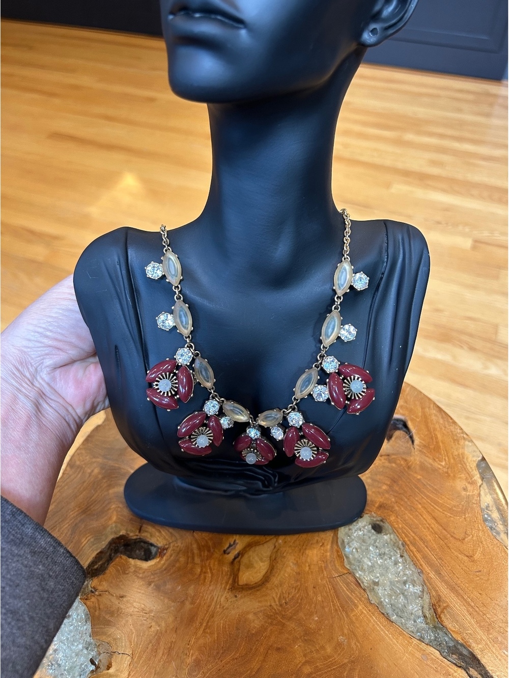 J.Crew Flower Tear Drop Statement Beaded Necklace